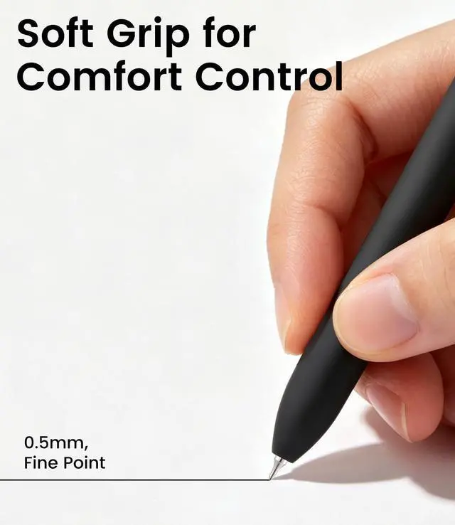 Alt view image 2 of 7 - Cute Black Gel Pens, 6Pcs 0.5mm Quick Dry Black Ink Pens Ballpoint