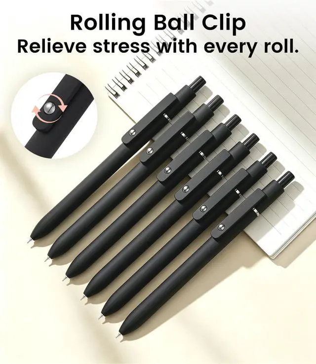 Alt view image 6 of 7 - Cute Black Gel Pens, 6Pcs 0.5mm Quick Dry Black Ink Pens Ballpoint