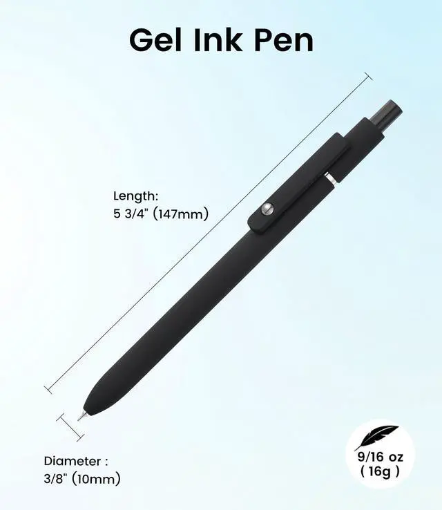 Alt view image 7 of 7 - Cute Black Gel Pens, 6Pcs 0.5mm Quick Dry Black Ink Pens Ballpoint