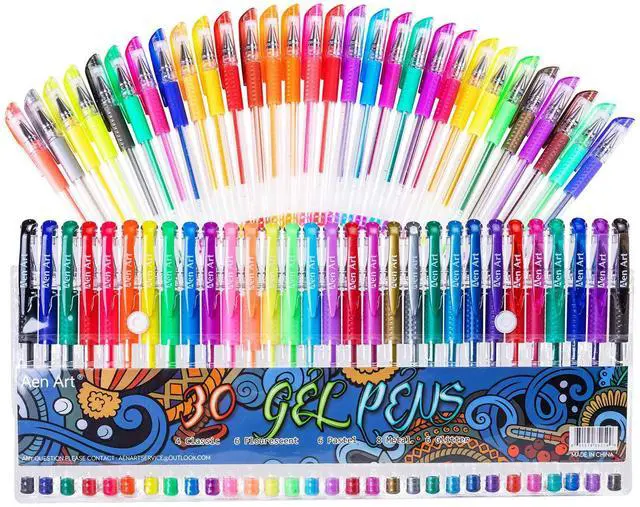 Main image of Gel Pens for Adult Coloring Books, 30 Colors Fine Point Gel Marker Pens