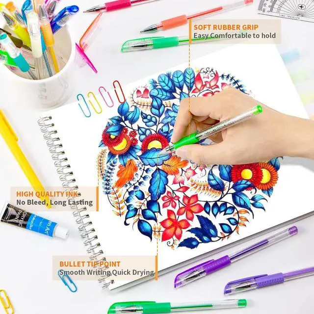 Alt view image 2 of 7 - Gel Pens for Adult Coloring Books, 30 Colors Fine Point Gel Marker Pens