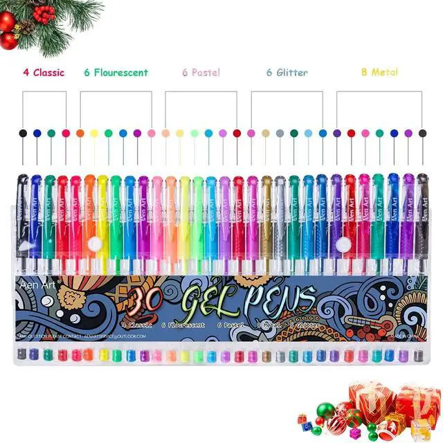 Alt view image 5 of 7 - Gel Pens for Adult Coloring Books, 30 Colors Fine Point Gel Marker Pens