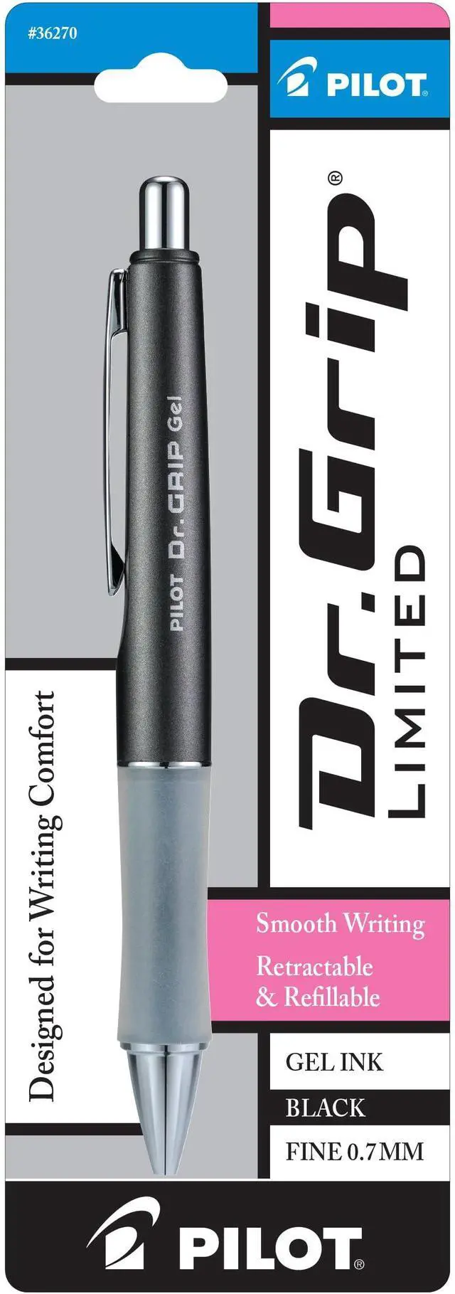 Main image of Dr. Grip Limited Refillable & Retractable Gel Pen, Black, Single Pen