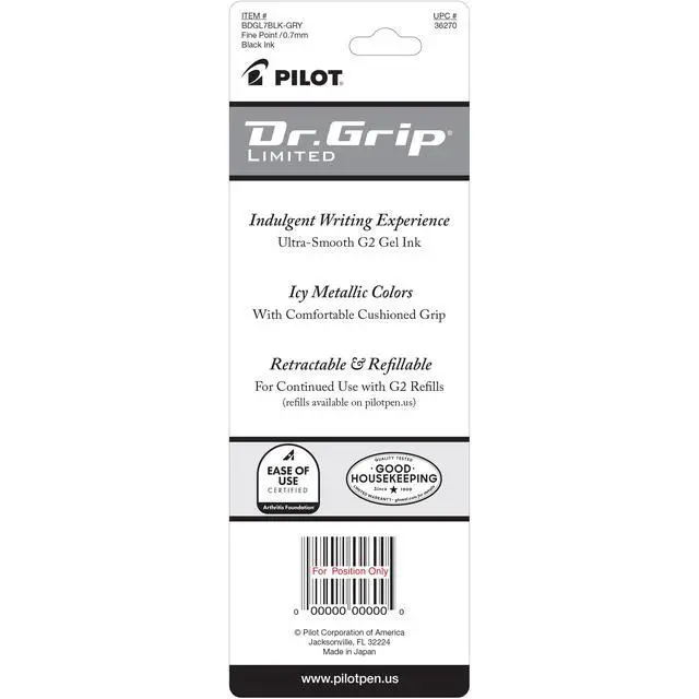 Alt view image 2 of 4 - Dr. Grip Limited Refillable & Retractable Gel Pen, Black, Single Pen