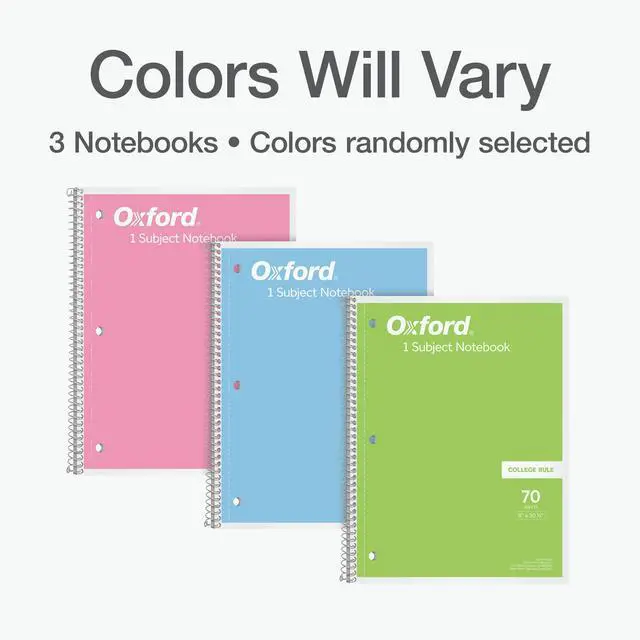 Alt view image 7 of 7 - Spiral Notebooks, 3 Pack, 1 Subject, College Ruled Notebooks for School, 8 x 10.5 Inches, 70 Sheets, Assorted Pastel Colors, Back to School Supplies (1002540)