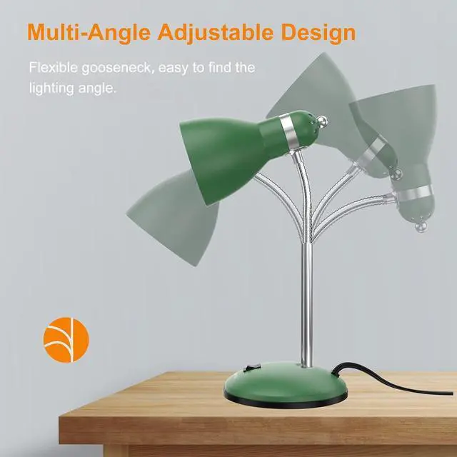 Alt view image 5 of 7 - Metal Desk Lamp, Adjustable GooseNeck Reading Light for Bedroom