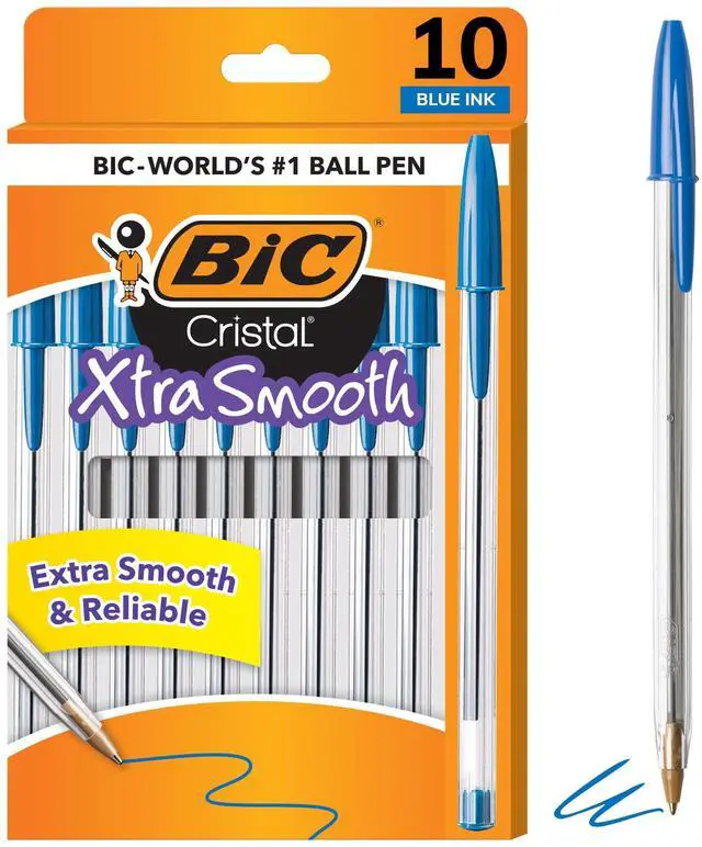 Main image of BIC Cristal Xtra Smooth Ballpoint Pen, Medium Point (1.0mm), Blue, 10-Count