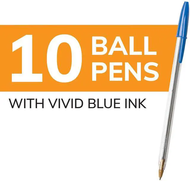 Alt view image 2 of 6 - BIC Cristal Xtra Smooth Ballpoint Pen, Medium Point (1.0mm), Blue, 10-Count