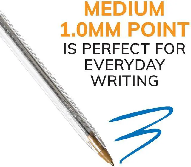Alt view image 3 of 6 - BIC Cristal Xtra Smooth Ballpoint Pen, Medium Point (1.0mm), Blue, 10-Count