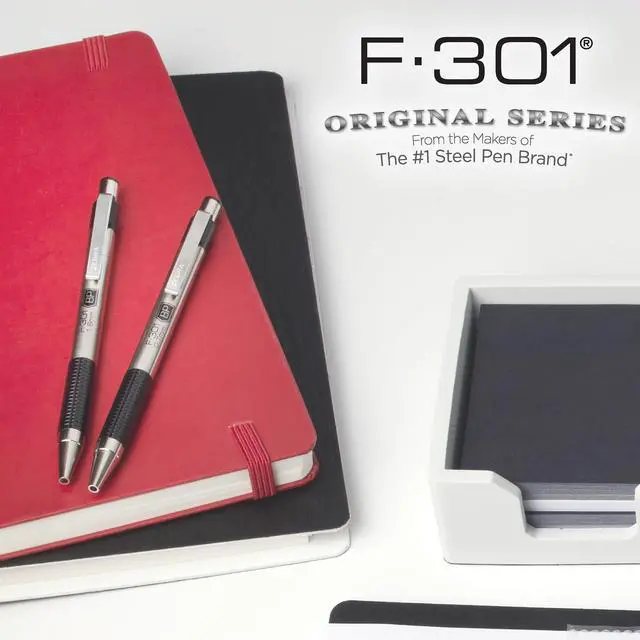 Alt view image 6 of 7 - F-301 Ballpoint Black Ink Fine Point 0.7mm Pen, Easy-Glide Ink, Stainless Steel Retractable, Non-Slip Grip, Professional Design, Ideal for Office, Journal and Planner Use, 12-Pack (27110)
