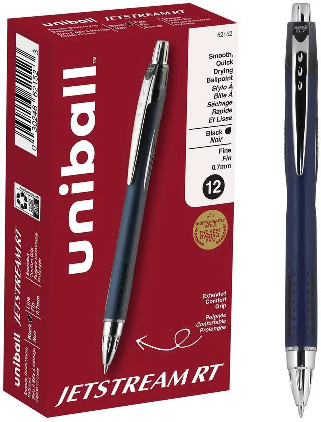 Main image of Jetstream RT Ballpoint Pens, Fine Point (0.7mm), Black, 12 Pack
