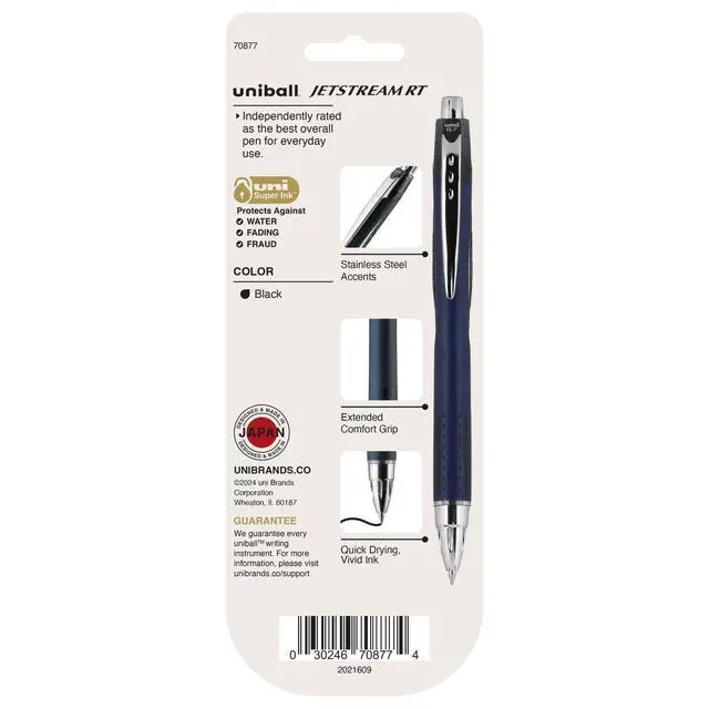 Alt view image 6 of 6 - Uni-Ball Jetstream RT Pens - NY Times Wirecutter Best Pen for Over a Decade - Pack of 3 Black Fine Point Pens, 0.7mm - Back to School Pens, Ballpoint Pens