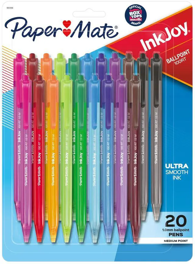 Main image of InkJoy 100RT Retractable Ballpoint Pens, Medium Point (1.0mm), 20 Count - Teacher Essentials, Colorful Office Supplies, Note-Taking, Back to School