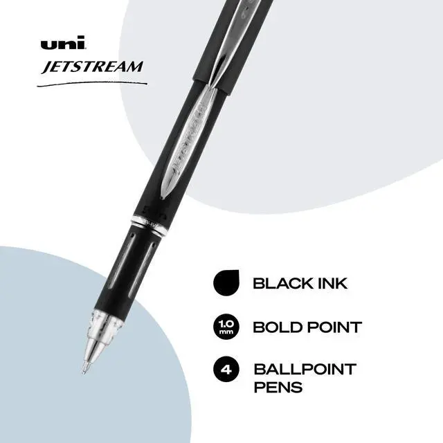 Alt view image 2 of 7 - Jetstream Ballpoint Pens, Medium Point (1.0mm), Black, 4 Pack
