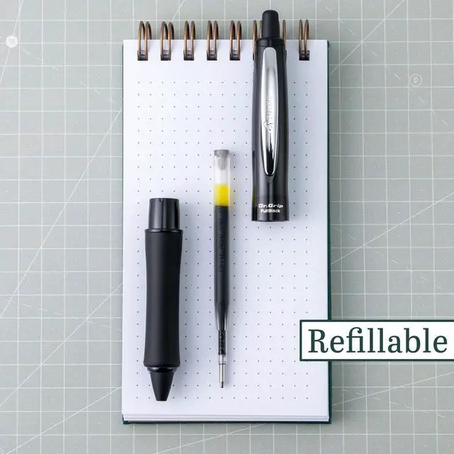 Alt view image 3 of 6 - PILOT Dr. Grip FullBlack Refillable & Retractable Ballpoint Pen, Medium Point, Black Ink, Single Pen (36193)- Ideal for School, Journaling & Office Writing