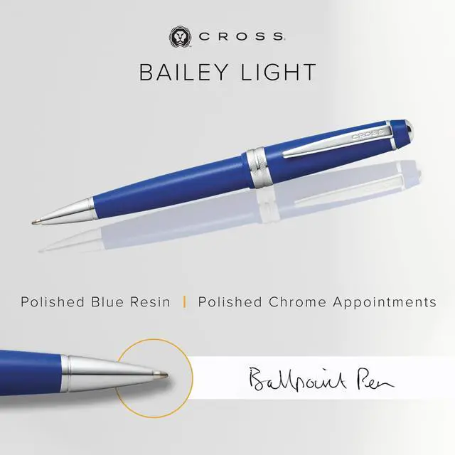 Alt view image 2 of 7 - Bailey Light Polished Blue Resin Ballpoint Pen - Professional Pen for Effortless Writing - Journaling, Note-Taking & More - Black Ink - Easy Handling - Includes Gift Box