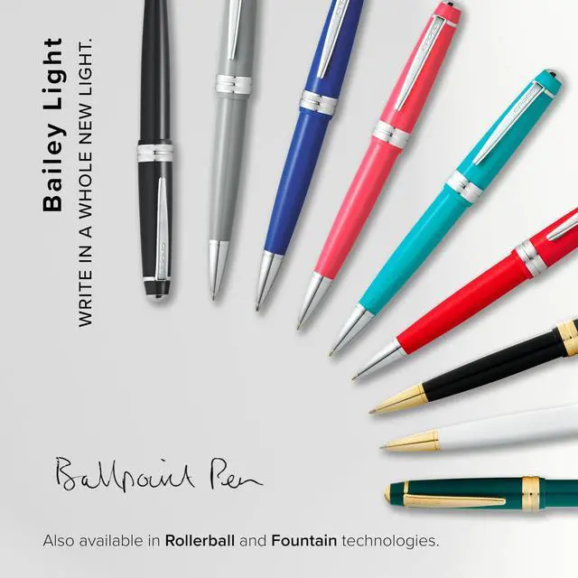 Alt view image 5 of 7 - Bailey Light Polished Blue Resin Ballpoint Pen - Professional Pen for Effortless Writing - Journaling, Note-Taking & More - Black Ink - Easy Handling - Includes Gift Box