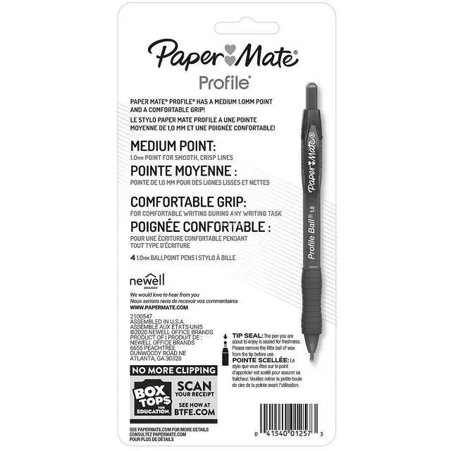 Alt view image 6 of 6 - Profile Ballpoint Pen, Retractable, Medium 1 Mm, Black Ink, Translucent Black Barrel, 4/pack