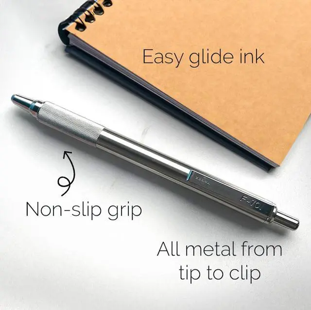 Alt view image 3 of 7 - F-701 Ballpoint Black Ink Fine Point 0.8mm Pen, Heavy Duty, Durable Stainless Steel Barrel, Knurled Grip, Silent Retractable Plunger, Ideal for Tactical Use, 1-Pack (29411)