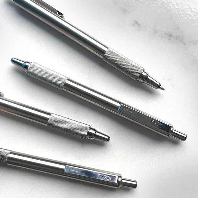 Alt view image 4 of 7 - F-701 Ballpoint Black Ink Fine Point 0.8mm Pen, Heavy Duty, Durable Stainless Steel Barrel, Knurled Grip, Silent Retractable Plunger, Ideal for Tactical Use, 1-Pack (29411)