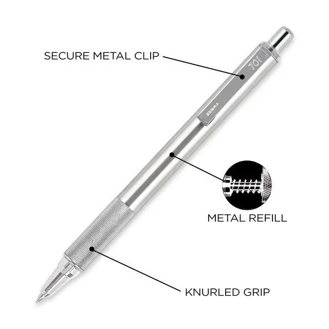 Alt view image 6 of 7 - F-701 Ballpoint Black Ink Fine Point 0.8mm Pen, Heavy Duty, Durable Stainless Steel Barrel, Knurled Grip, Silent Retractable Plunger, Ideal for Tactical Use, 1-Pack (29411)
