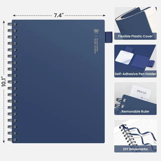 Alt view image 4 of 7 - Lined Spiral Journal Notebook, 300 Pages, B5 Size (7.4'' x 10.1'')