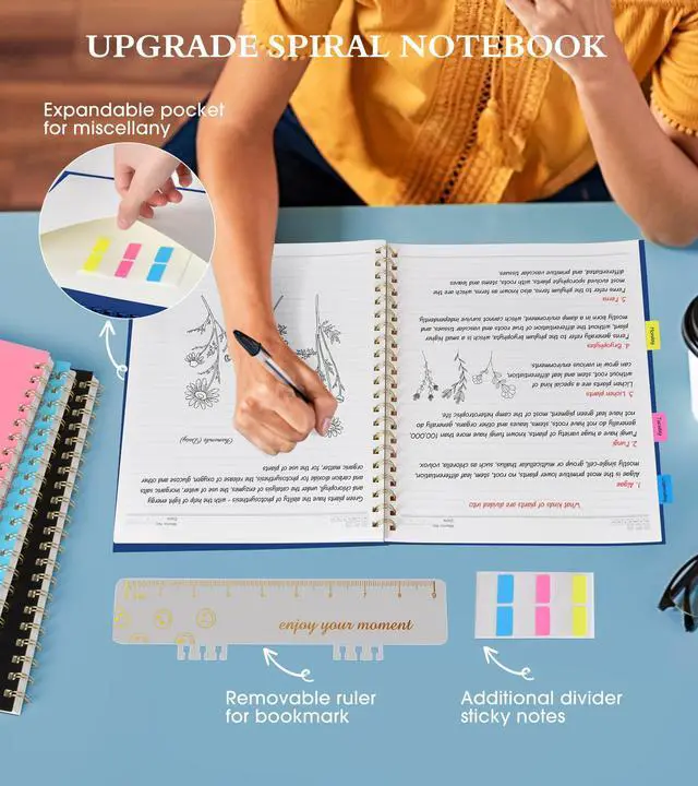 Alt view image 5 of 7 - Spiral Notebook Journal 8.5 x 11, A4 Large Notebooks for Women Men, College Ruled Lined Journal, 100 GSM Paper, Plastic Hardcover Spiral Bound Journals for Work School Note Taking Business, Navy