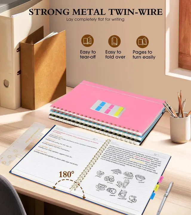Alt view image 6 of 7 - Spiral Notebook Journal 8.5 x 11, A4 Large Notebooks for Women Men, College Ruled Lined Journal, 100 GSM Paper, Plastic Hardcover Spiral Bound Journals for Work School Note Taking Business, Navy