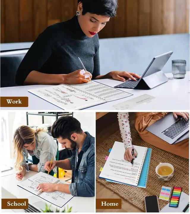Alt view image 7 of 7 - Spiral Notebook Journal 8.5 x 11, A4 Large Notebooks for Women Men, College Ruled Lined Journal, 100 GSM Paper, Plastic Hardcover Spiral Bound Journals for Work School Note Taking Business, Navy
