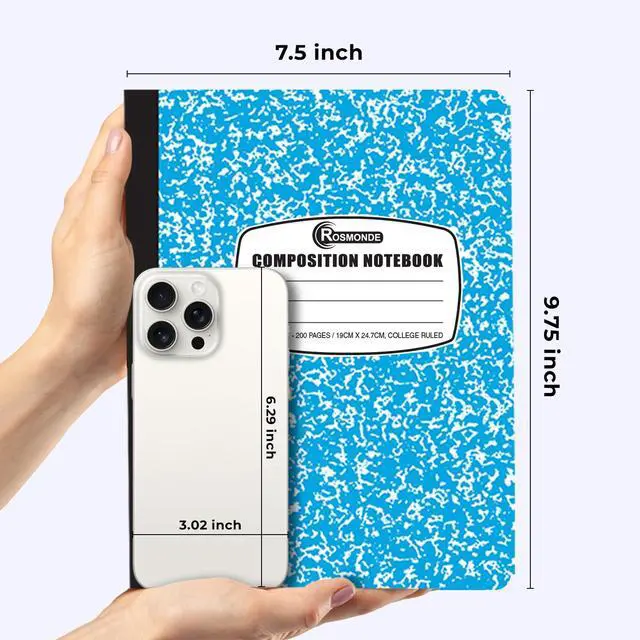 Alt view image 3 of 7 - 5 Pack Composition Notebooks College Ruled, 200 No Bleed Pages (100 Sheets) 9-3/4x7-1/2 Notebooks for Work, Back to School Supplies for College Students, Notebooks for Women, Colors May Repeat