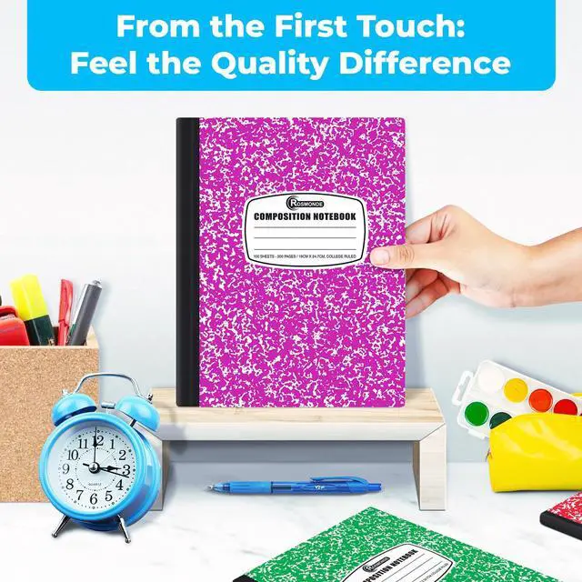 Alt view image 4 of 7 - 5 Pack Composition Notebooks College Ruled, 200 No Bleed Pages (100 Sheets) 9-3/4x7-1/2 Notebooks for Work, Back to School Supplies for College Students, Notebooks for Women, Colors May Repeat