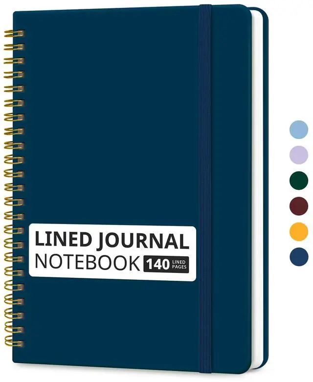 Main image of Lined Spiral Journal Notebook for Women & Men, 140 Pages, College Ruled Hardcover Notebook for Work & Note Taking, Journals for Writing, A5(5.7" x 7.9") Navy