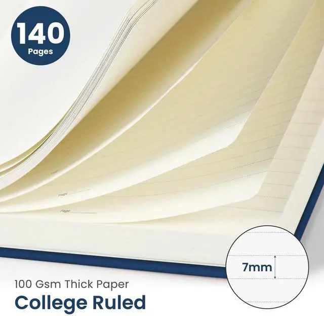 Alt view image 2 of 7 - Lined Spiral Journal Notebook for Women & Men, 140 Pages, College Ruled Hardcover Notebook for Work & Note Taking, Journals for Writing, A5(5.7" x 7.9") Navy