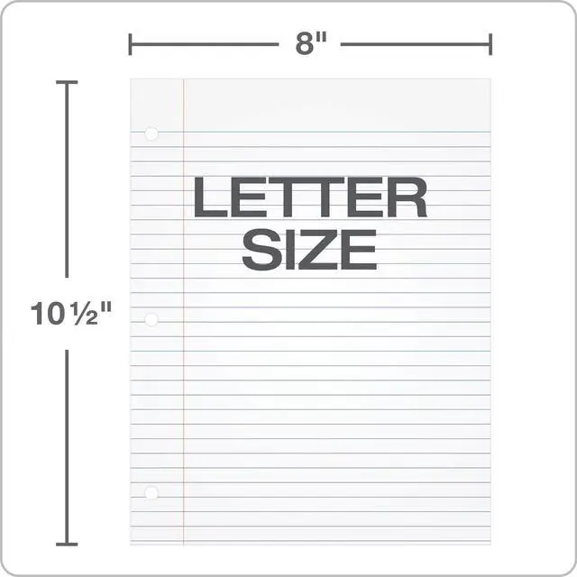 Alt view image 3 of 5 - Filler Paper, 8 x 10-1/2 Inch Wide Ruled Paper, 3 Hole Punch, Loose Leaf Notebook Paper for 3 Ring Binders, 500 sheets (62330), white