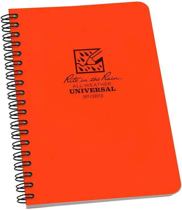 Main image of Weatherproof Side Spiral Notebook, 4.625" x 7", Orange Cover, Universal Pattern (No. OR73)