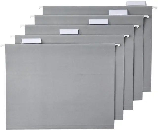 Main image of Hanging File Folders with Adjustable Tabs for Document Organization, Letter Size, Gray, 25-Pack
