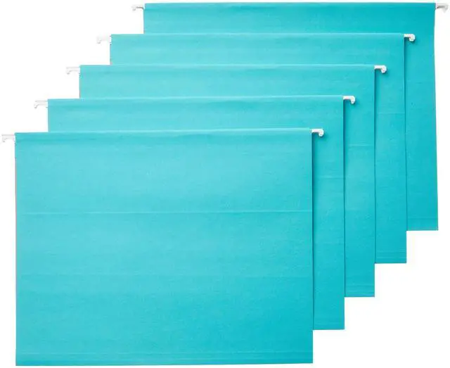 Main image of Hanging File Folders with Adjustable Tabs for Document Organization, Letter Size, Aqua, 25-Pack