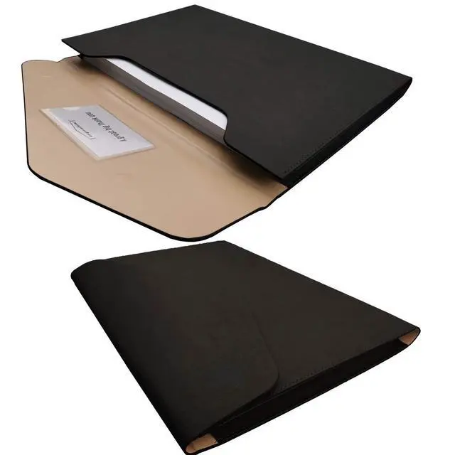 Alt view image 3 of 7 - PU Leather A4 File Folder Document Holder Waterproof Portfolio Envelope Folder Case with Invisible Magnetic Closure Black