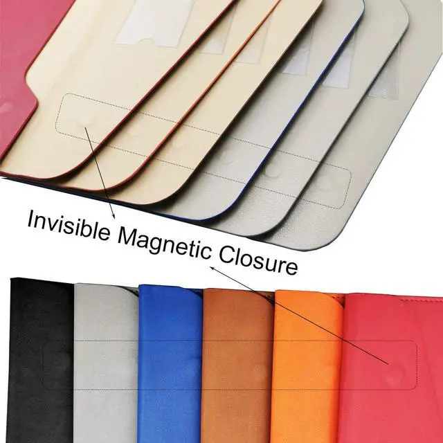 Alt view image 6 of 7 - PU Leather A4 File Folder Document Holder Waterproof Portfolio Envelope Folder Case with Invisible Magnetic Closure Black
