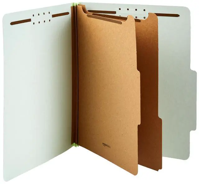 Alt view image 4 of 4 - Sturdy Pressboard Classification File Folders with Fasteners, Dividers, 2" Expansion for Documents Organization, 11.97 x 10.55 inch, Green, 10-Pack