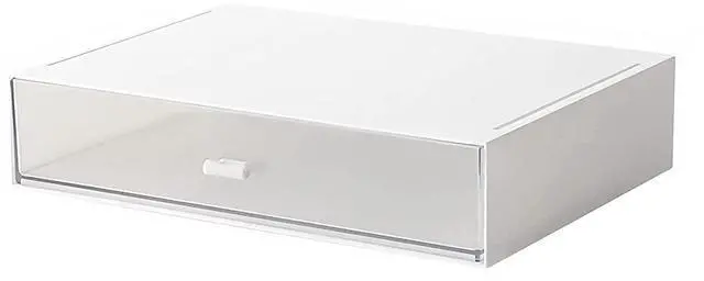 Main image of Desk Organizer with Drawers Stackable Storage Drawers, Plastic Compact Desk Storage Box Great for Office School Home Small Space- 1drawers (White)