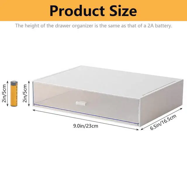Alt view image 2 of 7 - Desk Organizer with Drawers Stackable Storage Drawers, Plastic Compact Desk Storage Box Great for Office School Home Small Space- 1drawers (White)