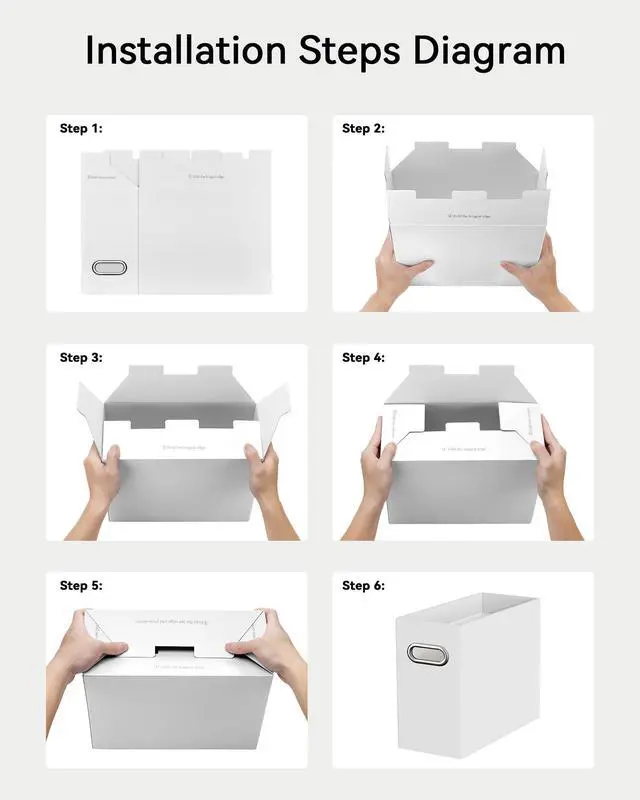Alt view image 6 of 6 - File Organizer Box, Portable Collapsible Cardboard File Folder Organizer with Handle for Letter Size Hanging Files, Document Storage Box for Home Office & Classroom (2 Packs, White)