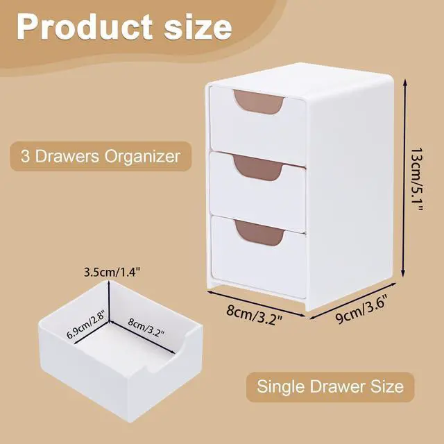 Alt view image 2 of 7 - 1 Pack Small Acrylic Storage Organizer with Drawers, 3-Layer White Desktop Organizer for Office Supplies Mini Storage Box with Drawers for Desk, Desktop Makeup Drawer Jewelry Storage Box