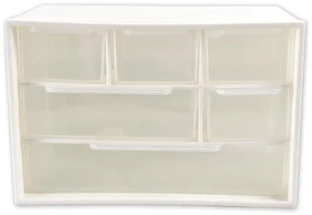 Main image of Mini Desk Drawer Organizer with 6 Clear Drawers - 7" x 3.9" x 4.7" Small Plastic Storage Box for Office, Classroom, Crafts, and Home Desktop Organization
