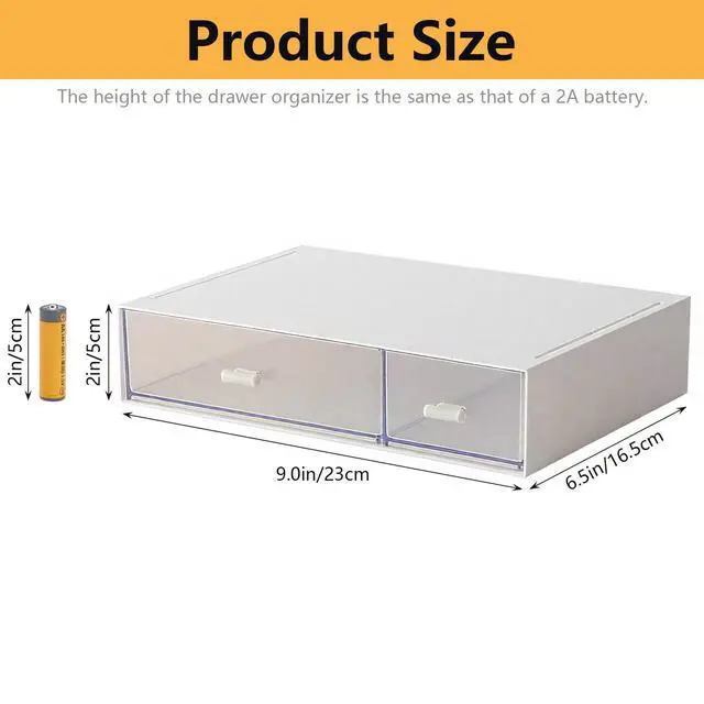 Alt view image 2 of 6 - Desk Organizer-Stackable Storage Drawers, Desk Drawer Organizer Perfect For Collection Small Item/Cosmetic Office Supplies - 2 drawers (White)