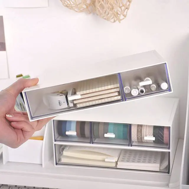Alt view image 3 of 6 - Desk Organizer-Stackable Storage Drawers, Desk Drawer Organizer Perfect For Collection Small Item/Cosmetic Office Supplies - 2 drawers (White)