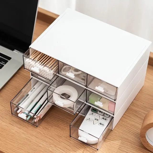 Alt view image 5 of 6 - Desk Organizer-Stackable Storage Drawers, Desk Drawer Organizer Perfect For Collection Small Item/Cosmetic Office Supplies - 2 drawers (White)