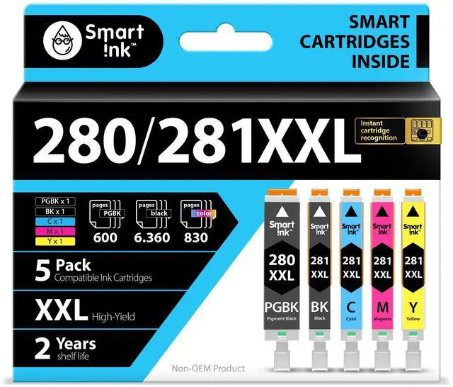 Main image of Compatible Ink Cartridges Replacement for Canon 281 280 PGI-280XXL CLI-281XXL (5 Combo Pack) to use with Canon Printers Pixma TR8520 TS9120 TS6120 TR8620 TR8620a TS6320 TR7520 PGBK/BK/C/M/Y