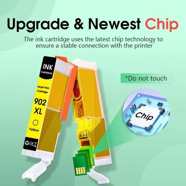 Alt view image 4 of 7 - 902XL Ink Cartridges Replacement for HP 902XL HP902 Ink Cartridges Combo Pack Compatible for HP OfficeJet Pro 6960 6950 6958 6970 6962 6975 6954 6951 6956 6961 6963(BK/C/M/Y, 4Pack)
